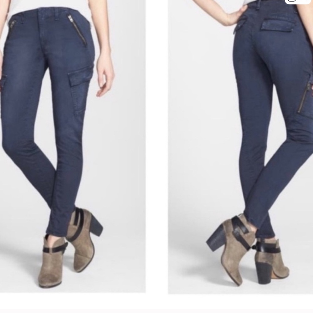 RAG & BONE Bowery skinny cargo pants Distressed Navy Blue Size 26
